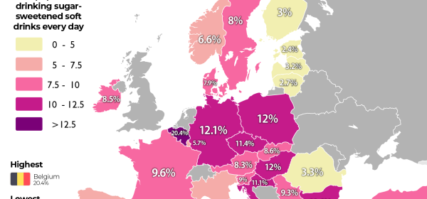 Map of the consumption of sugary drinks in Europe.
